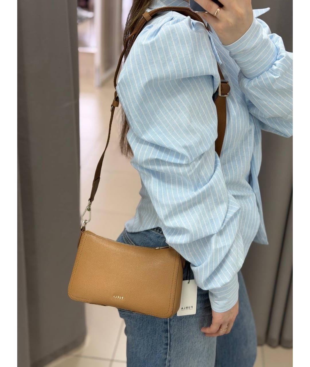 FURLA Коричневая кожаная сумка через плечо, фото 3