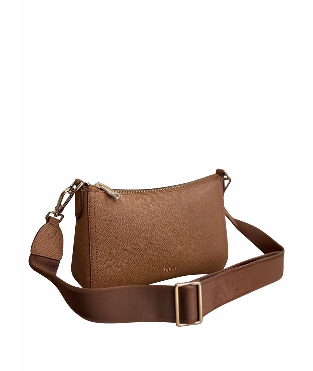 FURLA Коричневая кожаная сумка через плечо, фото 1