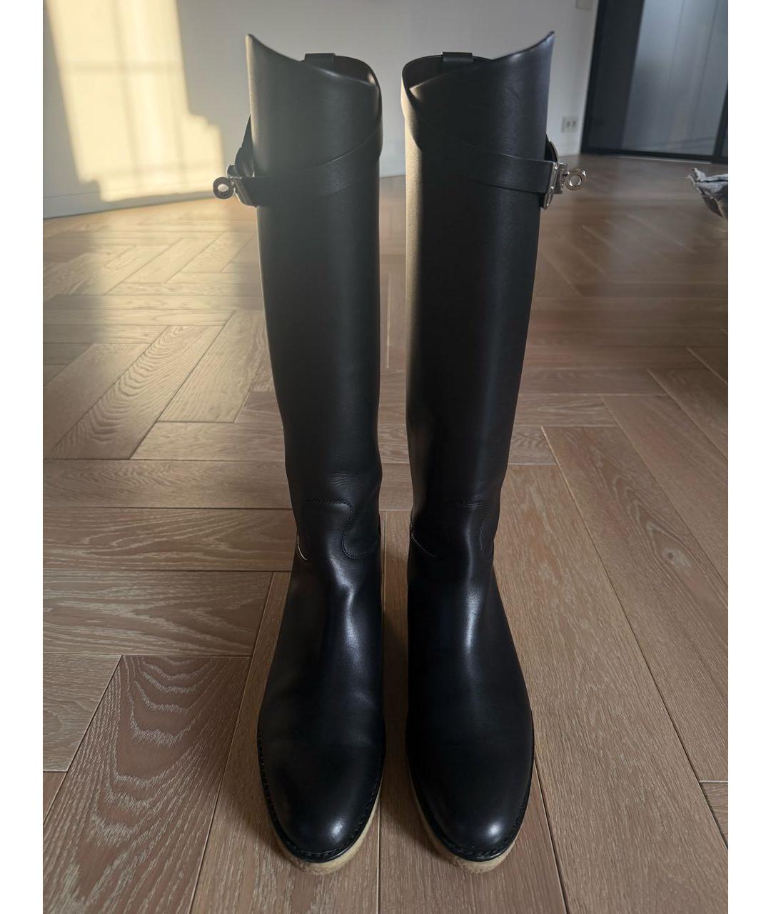 HERMES Черные кожаные сапоги, фото 2