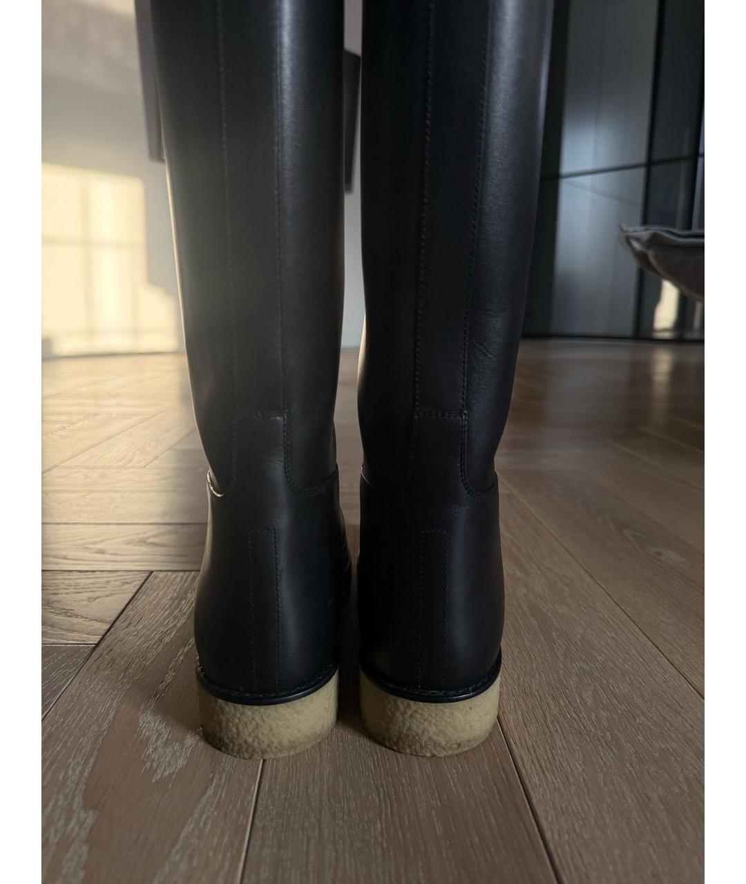 HERMES Черные кожаные сапоги, фото 5