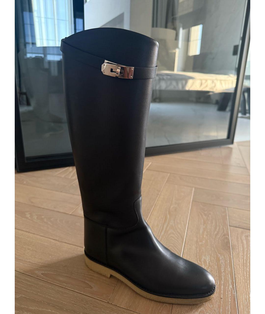 HERMES Черные кожаные сапоги, фото 6