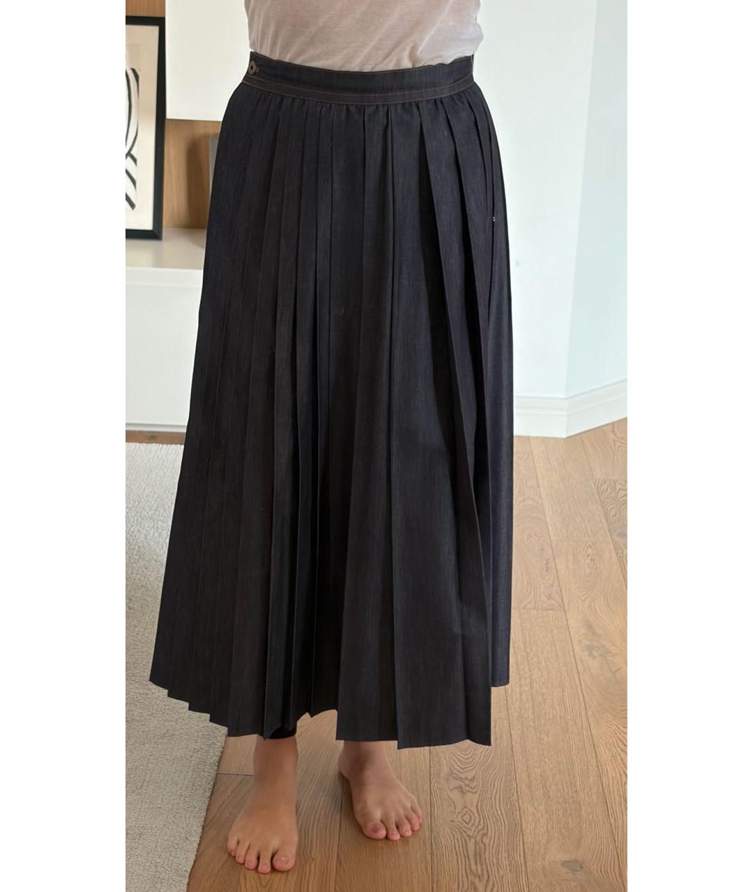 WEEKEND MAX MARA Темно-синяя хлопковая юбка макси, фото 6