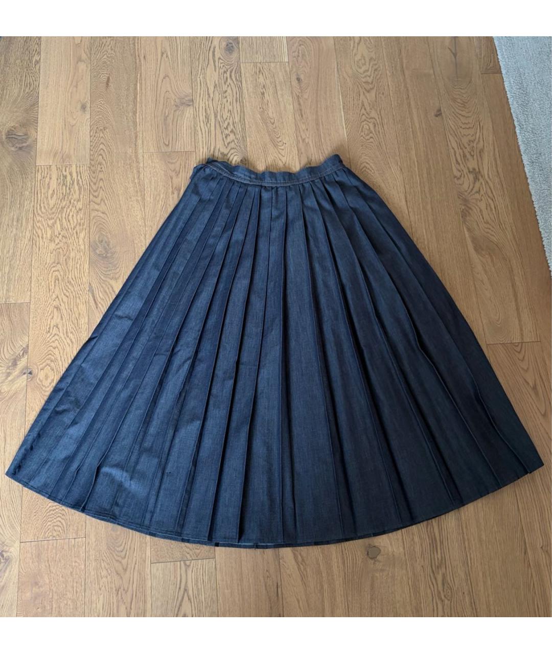 WEEKEND MAX MARA Темно-синяя хлопковая юбка макси, фото 2