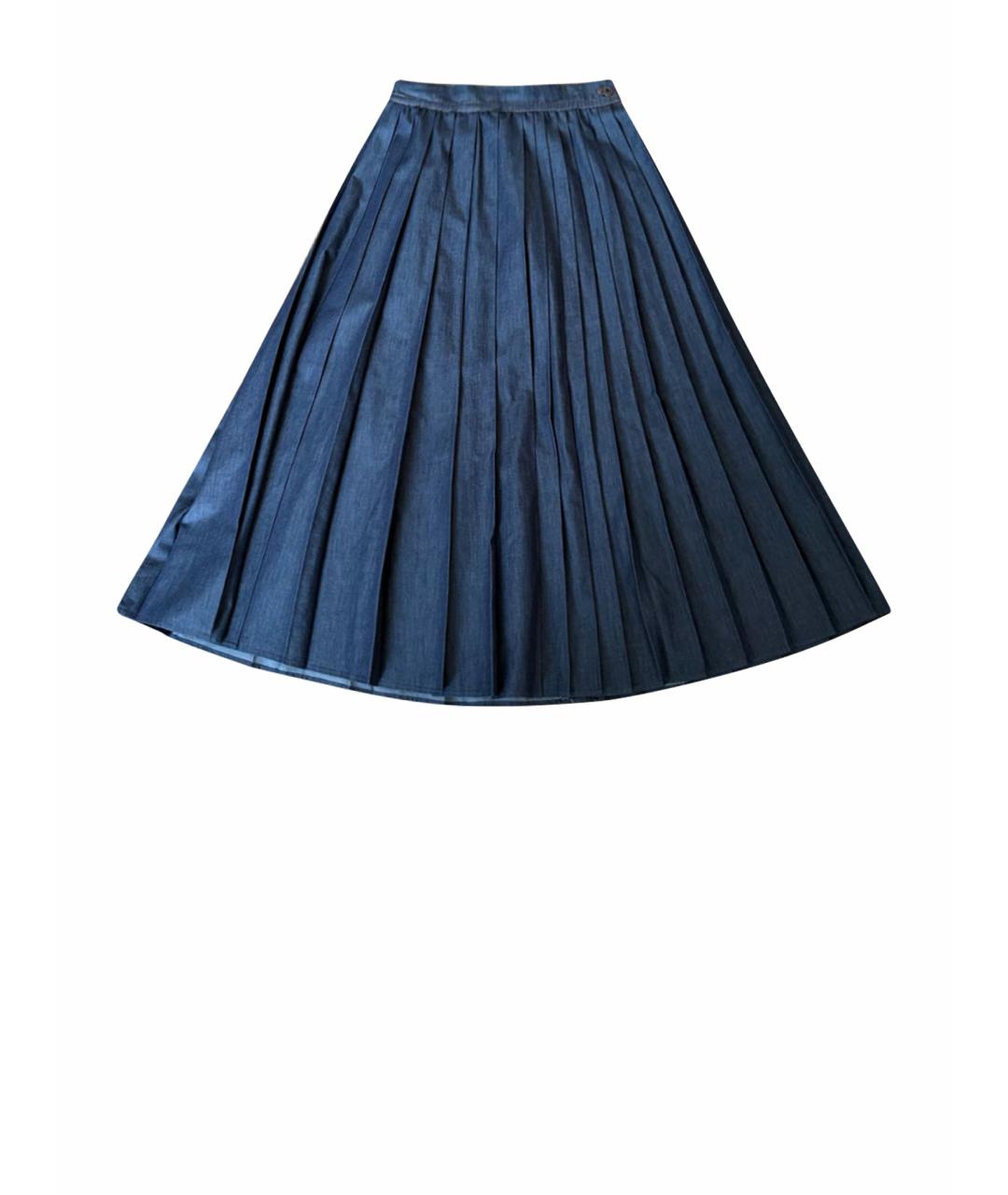 WEEKEND MAX MARA Темно-синяя хлопковая юбка макси, фото 1