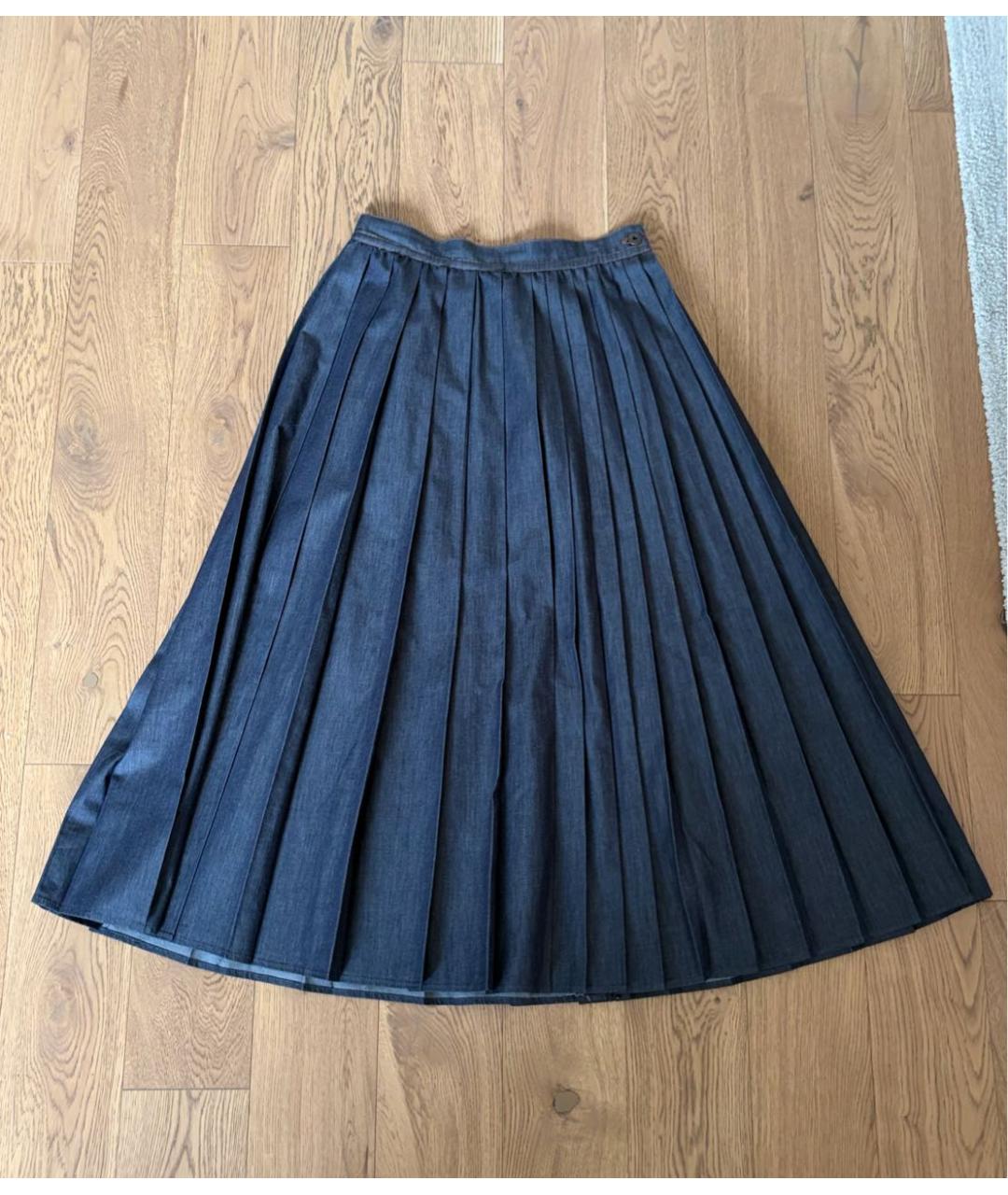 WEEKEND MAX MARA Темно-синяя хлопковая юбка макси, фото 7