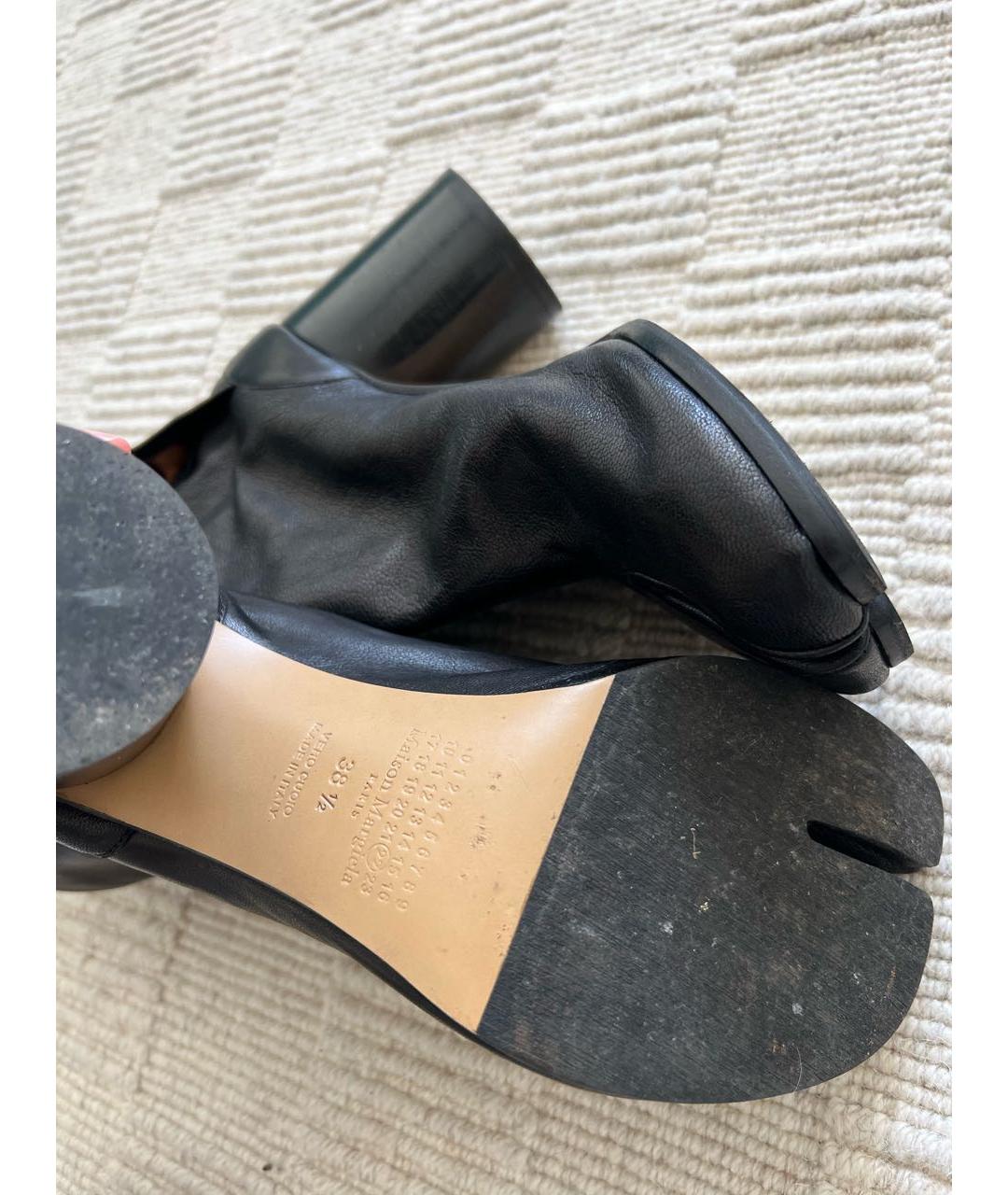 MAISON MARGIELA Антрацитовые кожаные ботильоны, фото 4