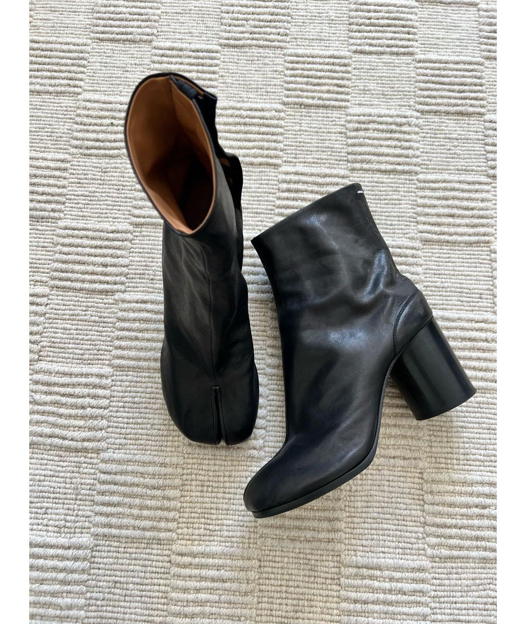 MAISON MARGIELA Антрацитовые кожаные ботильоны, фото 6