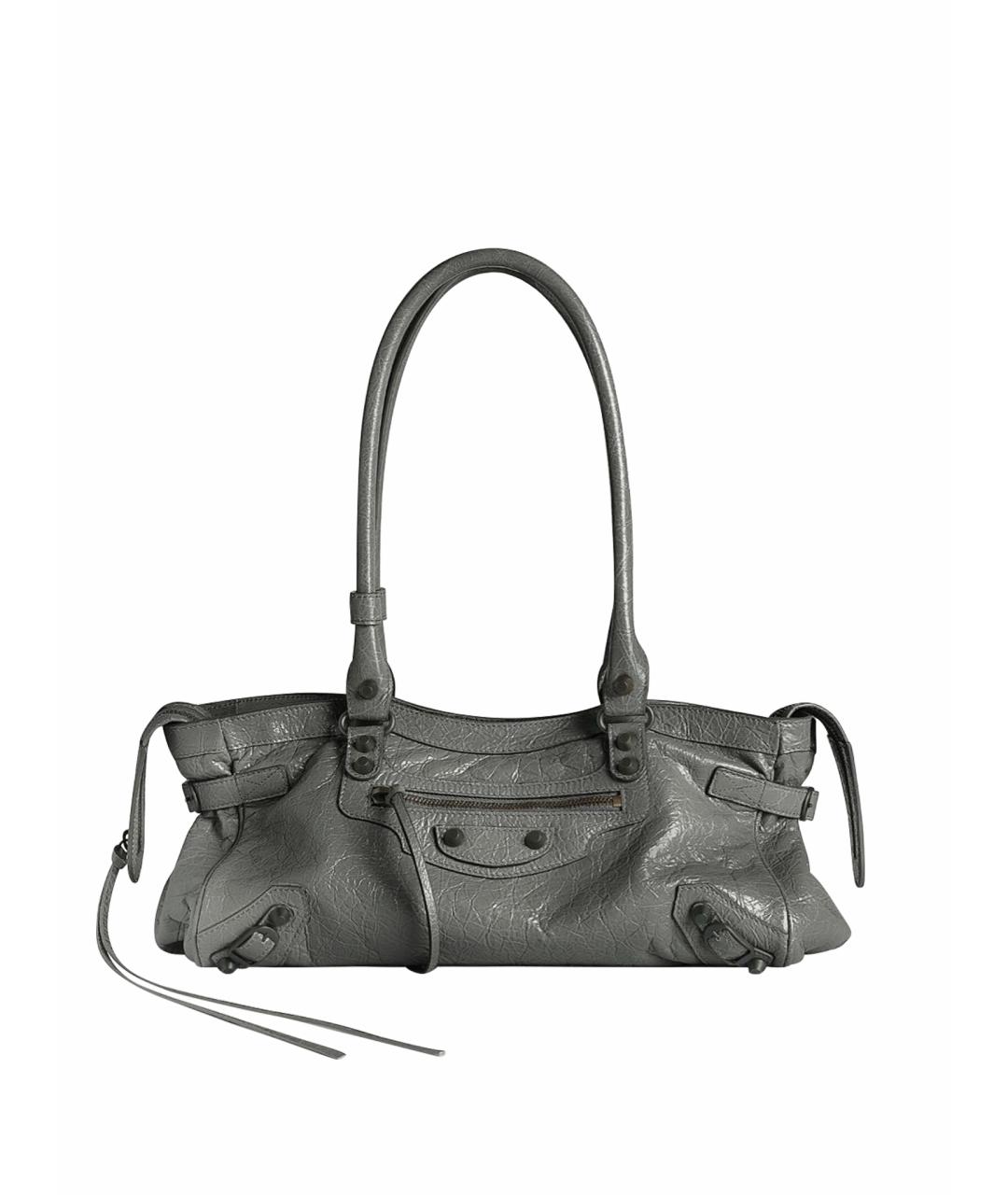 BALENCIAGA Серая кожаная сумка тоут, фото 1