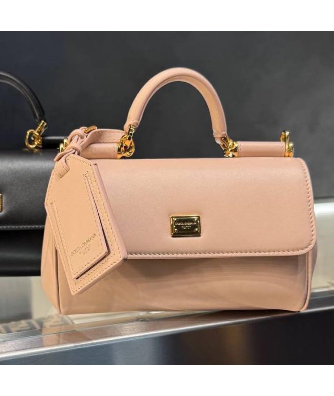 DOLCE&GABBANA Розовая кожаная сумка с короткими ручками, фото 2