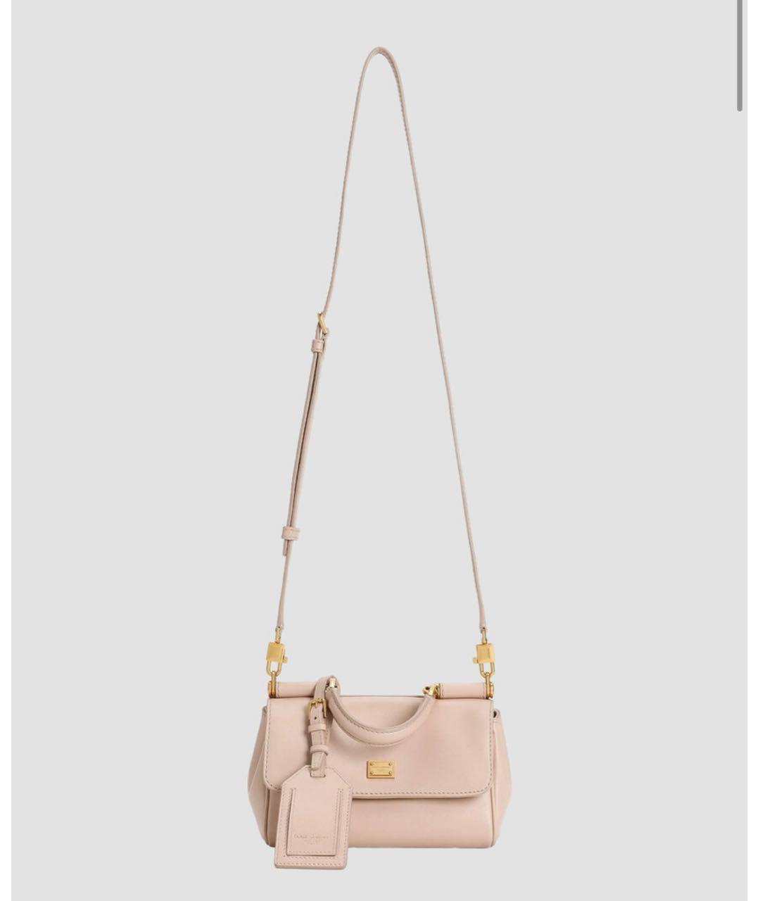 DOLCE&GABBANA Розовая кожаная сумка с короткими ручками, фото 5