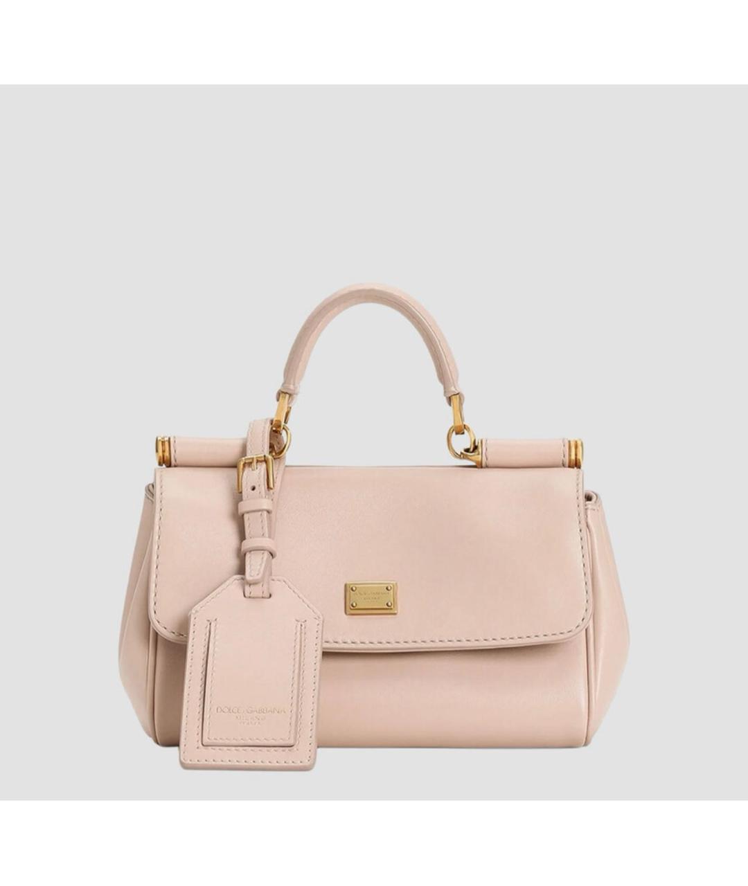 DOLCE&GABBANA Розовая кожаная сумка с короткими ручками, фото 9