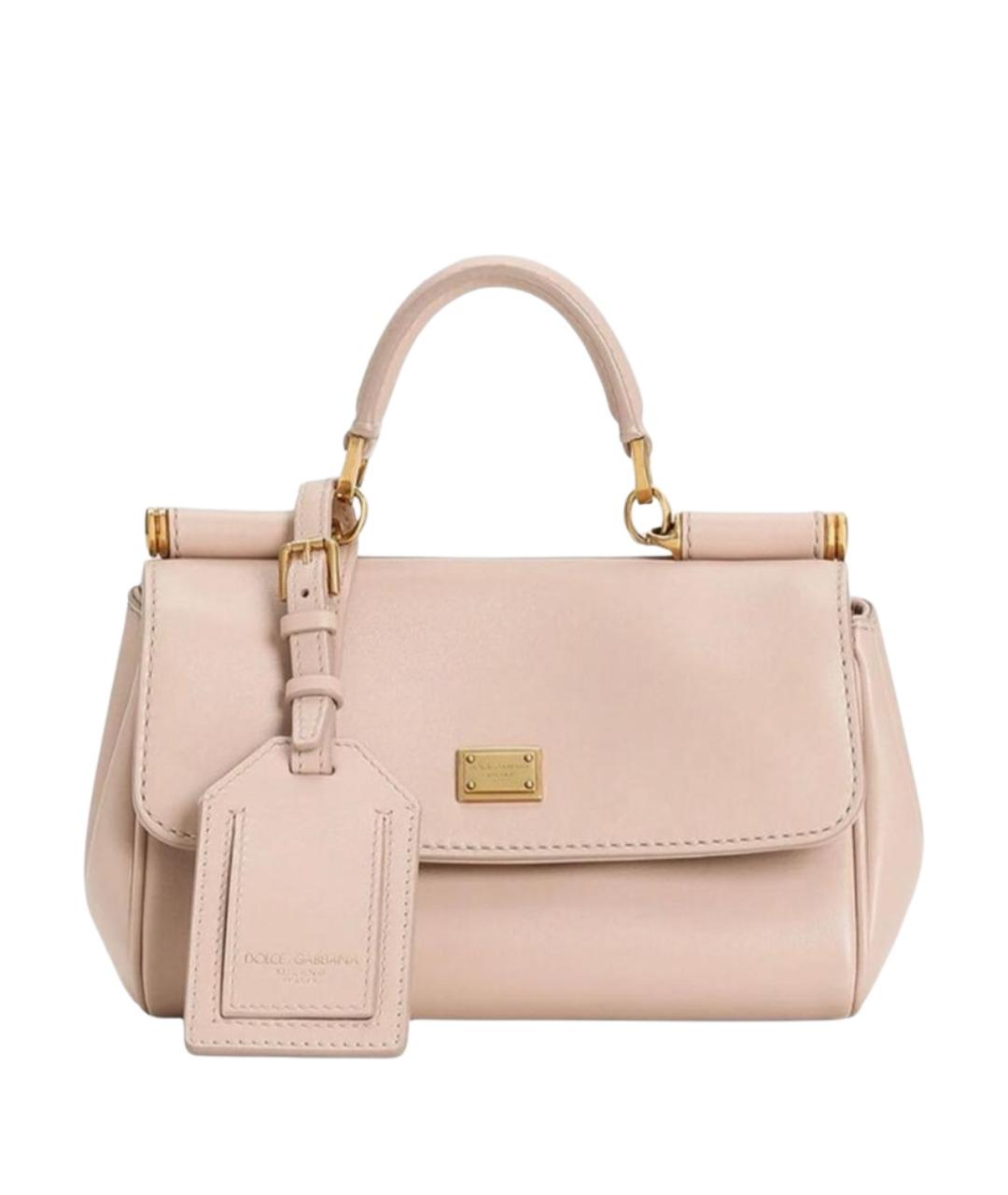 DOLCE&GABBANA Розовая кожаная сумка с короткими ручками, фото 1