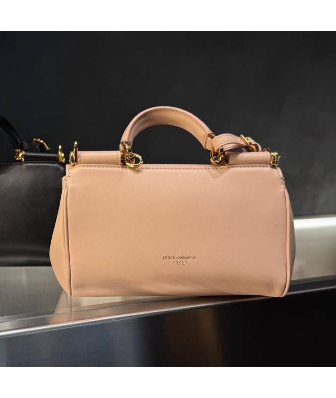 DOLCE&GABBANA Розовая кожаная сумка с короткими ручками, фото 3