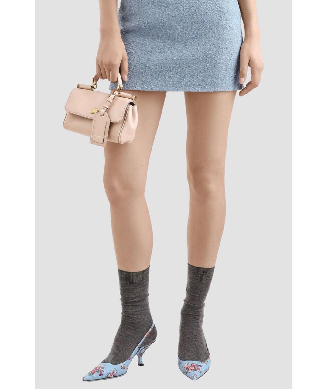 DOLCE&GABBANA Розовая кожаная сумка с короткими ручками, фото 7