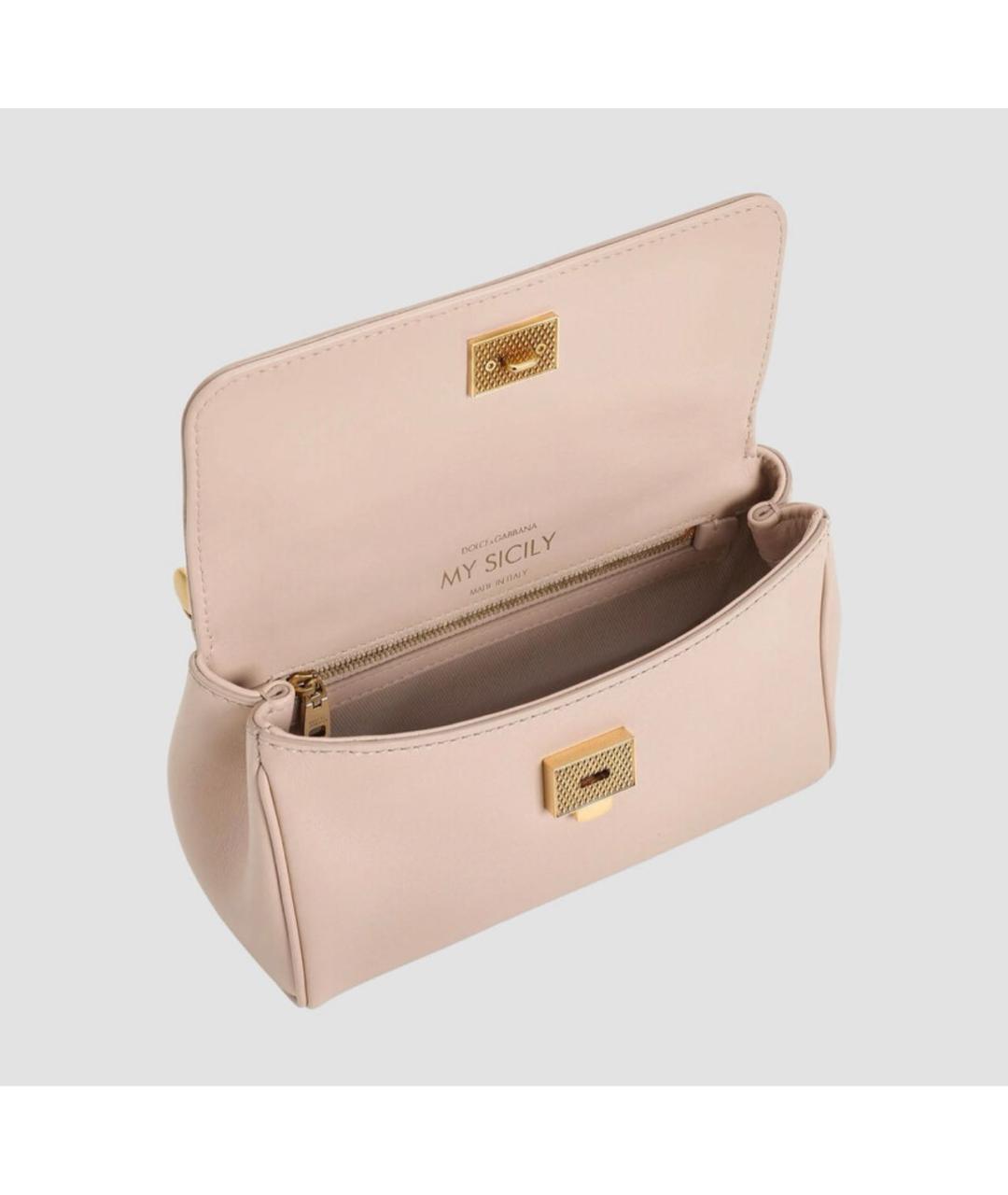 DOLCE&GABBANA Розовая кожаная сумка с короткими ручками, фото 4
