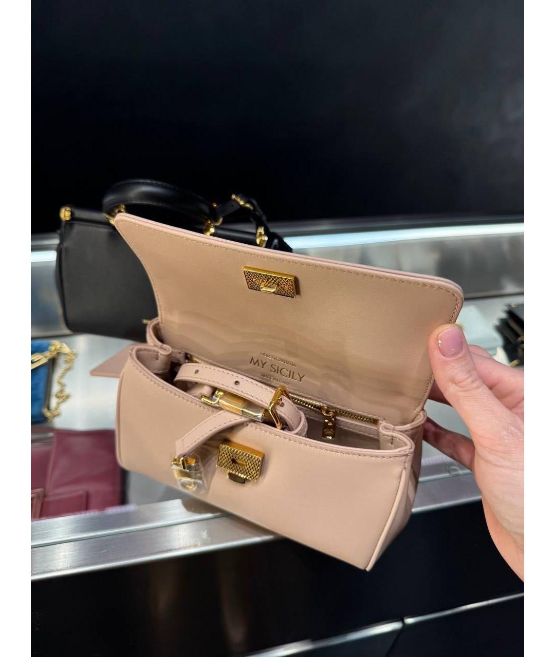 DOLCE&GABBANA Розовая кожаная сумка с короткими ручками, фото 8