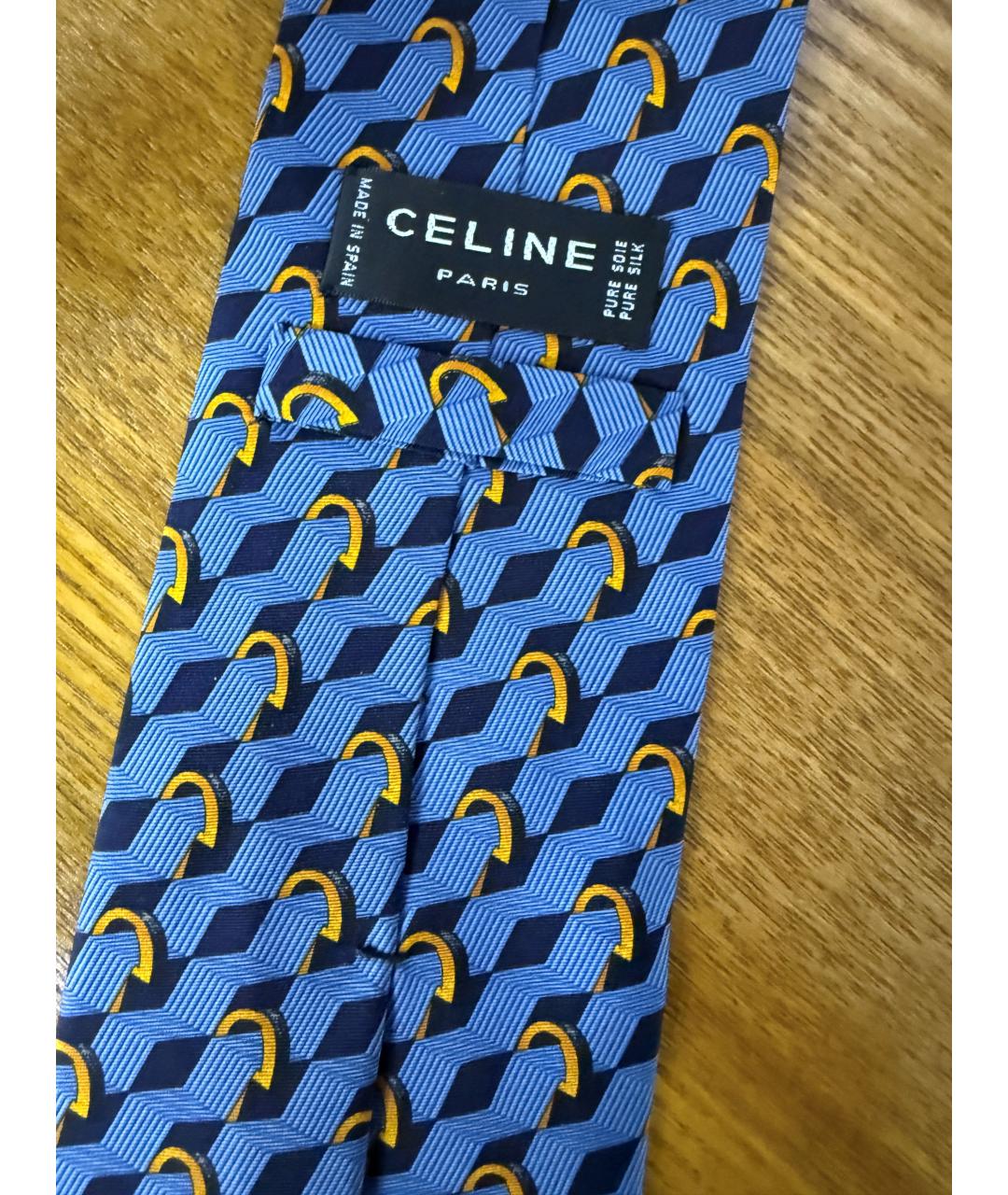 CELINE Синий шелковый галстук, фото 3