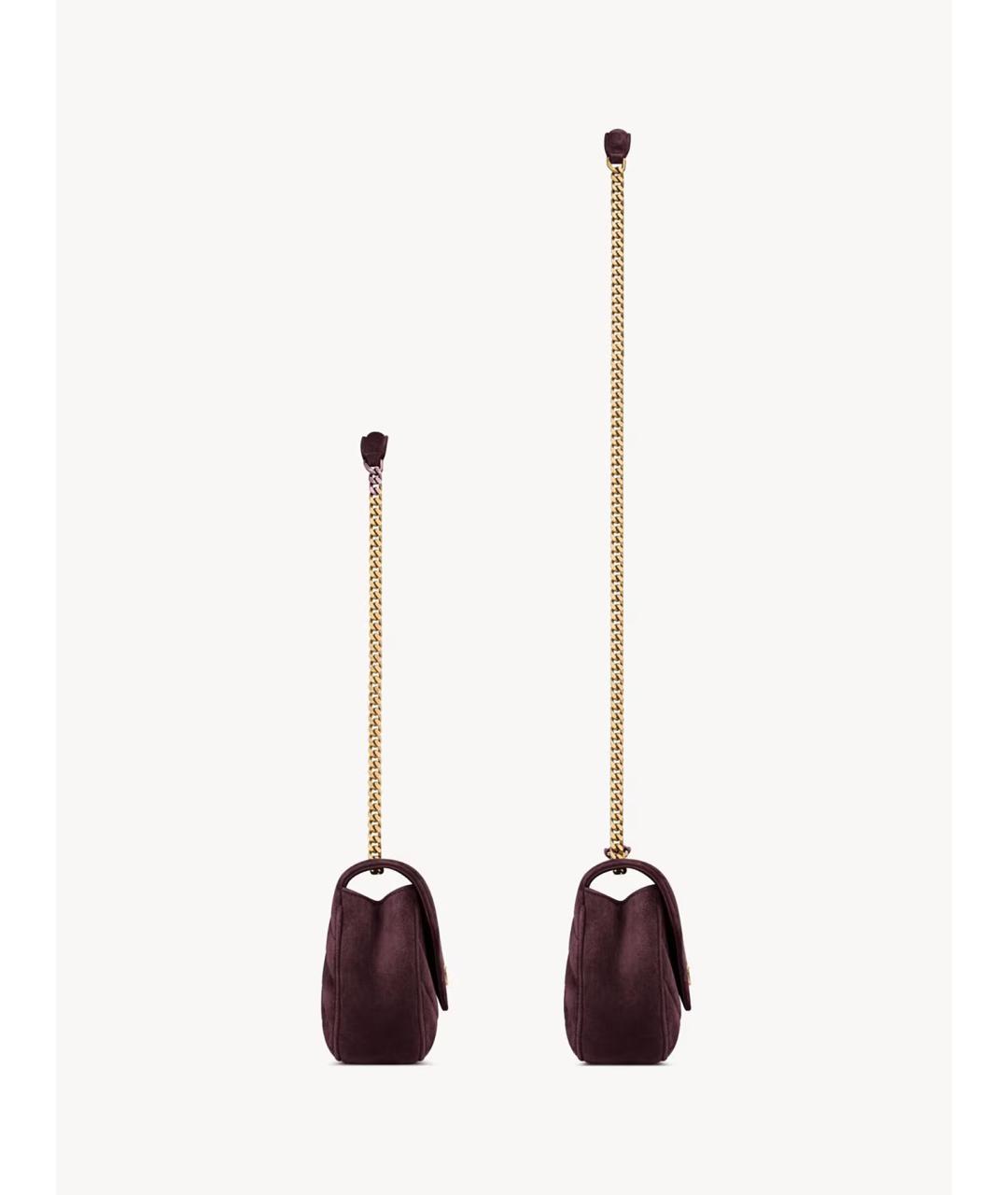 SAINT LAURENT Бордовая кожаная сумка через плечо, фото 3