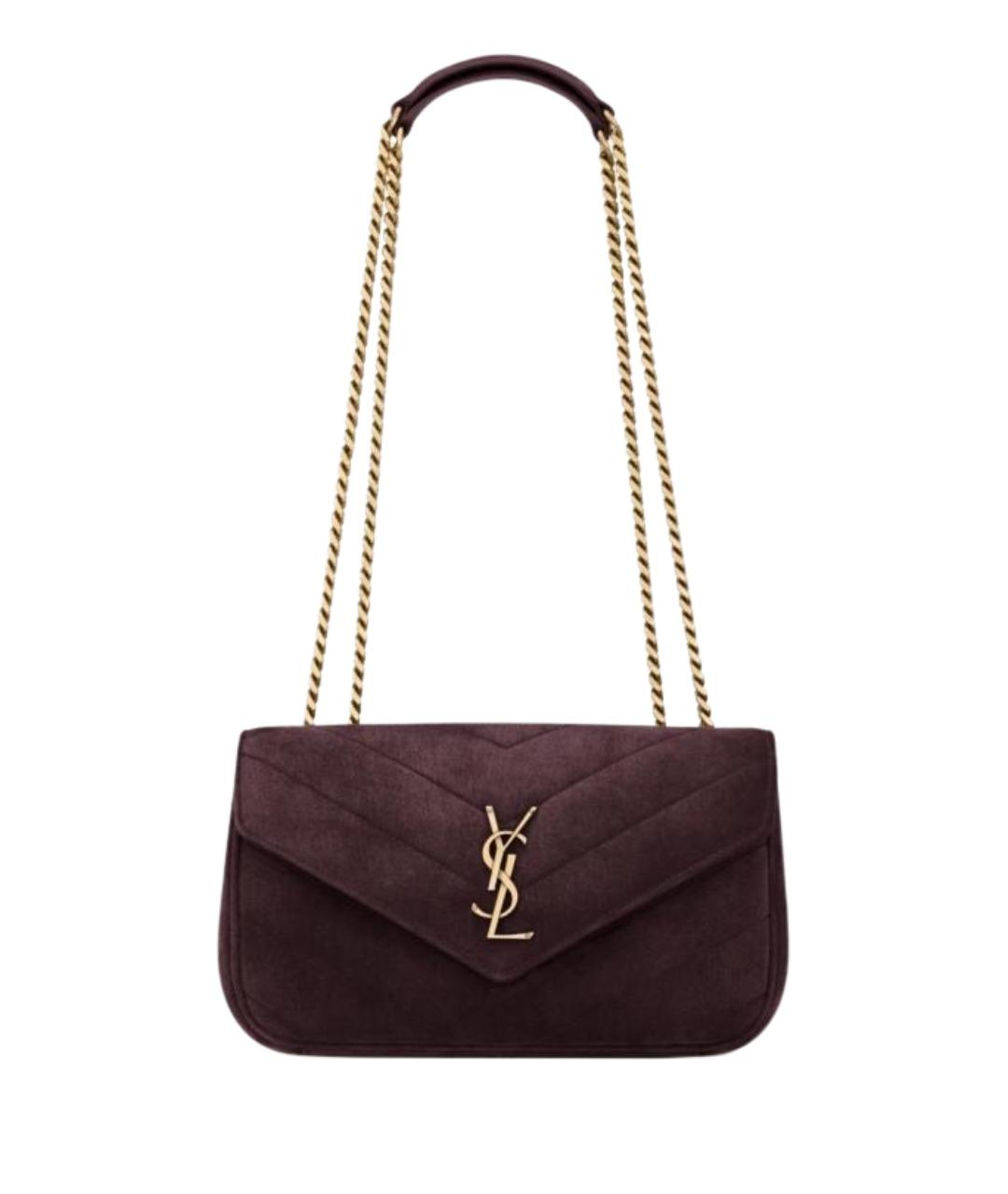 SAINT LAURENT Бордовая кожаная сумка через плечо, фото 1