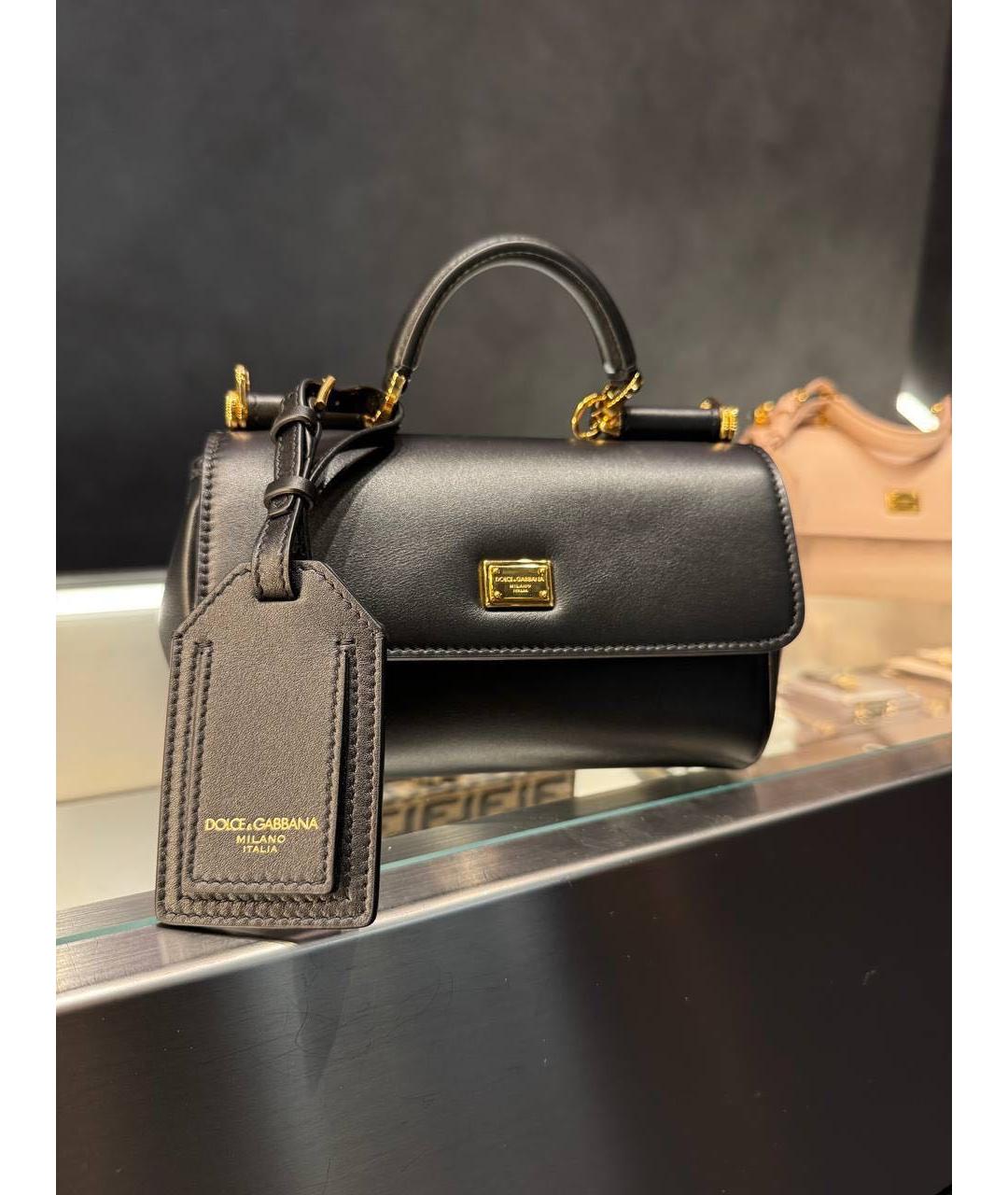 DOLCE&GABBANA Черная кожаная сумка через плечо, фото 7