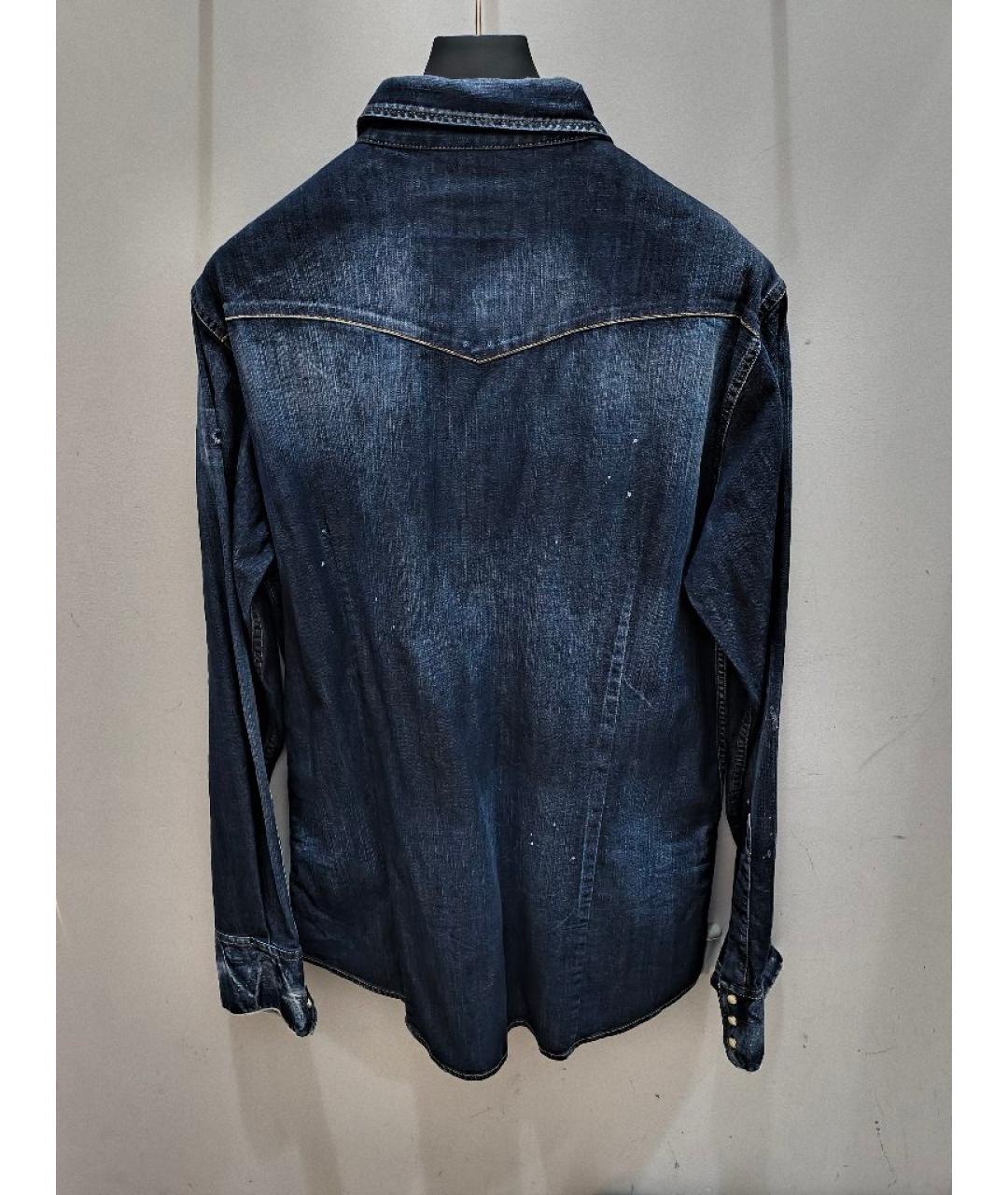 DSQUARED2 Синяя хлопковая кэжуал рубашка, фото 2