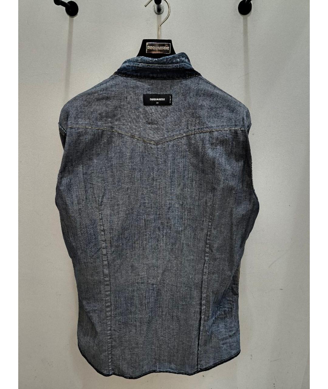 DSQUARED2 Синяя хлопковая кэжуал рубашка, фото 3