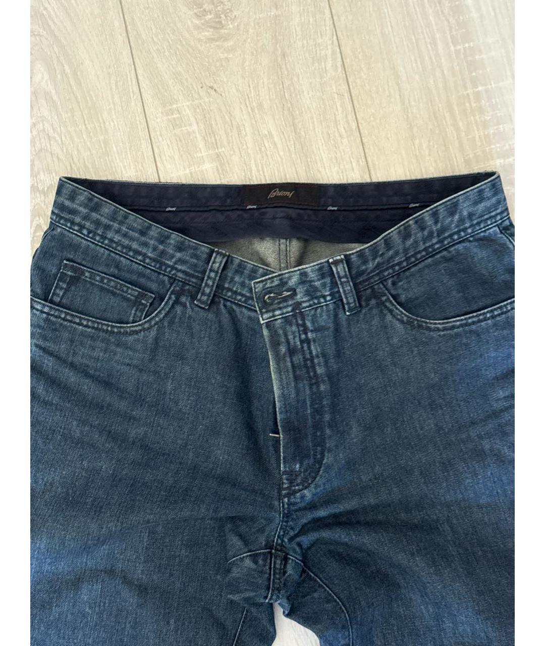 BRIONI Темно-синие хлопковые прямые джинсы, фото 2
