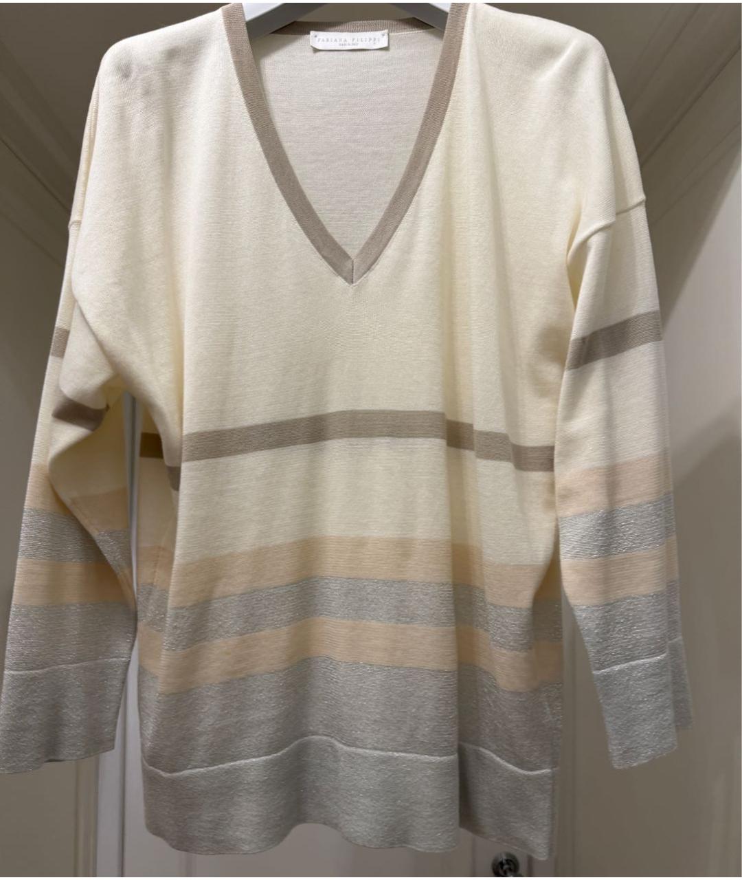 FABIANA FILIPPI Белый хлопковый джемпер / свитер, фото 8