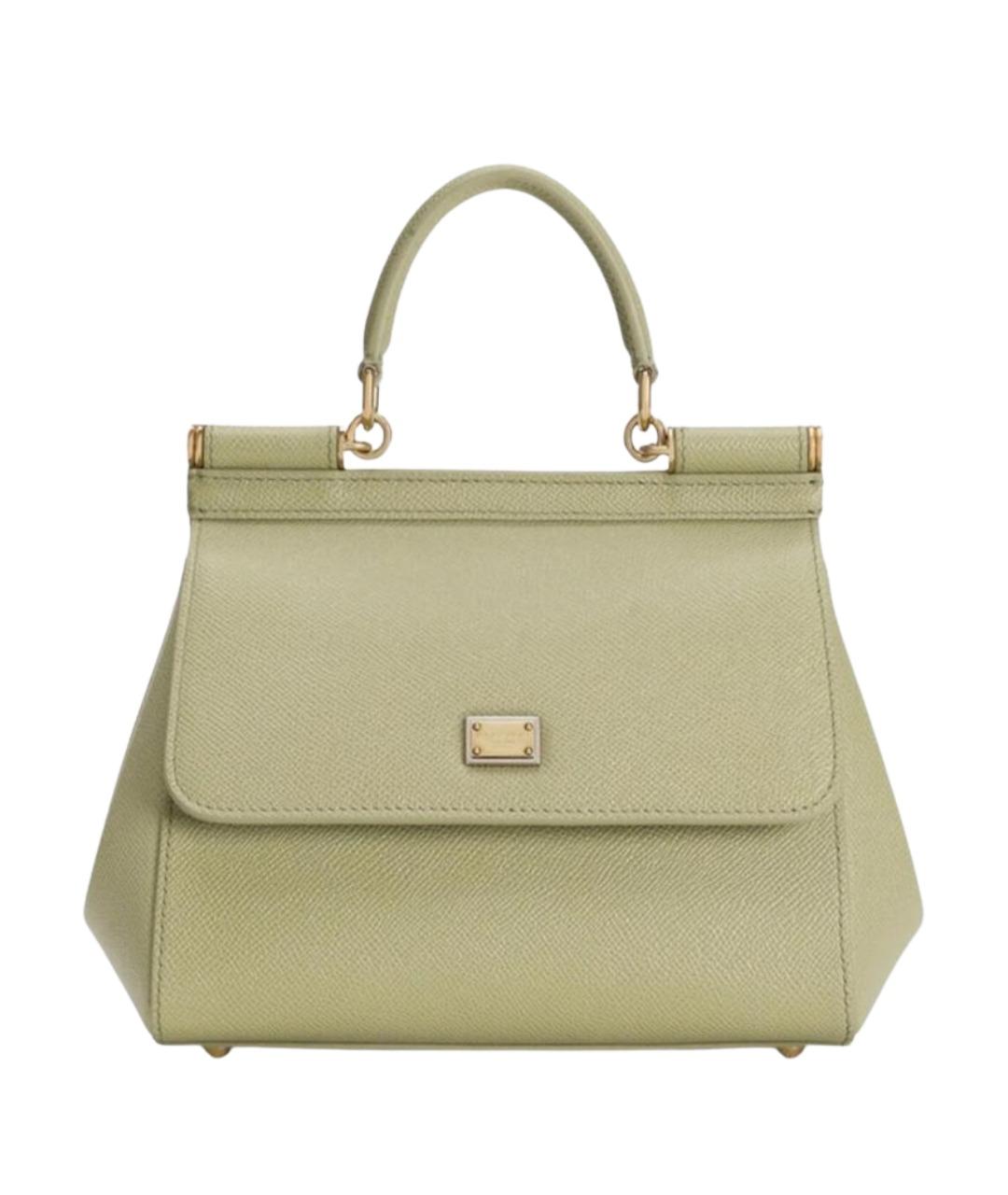 DOLCE&GABBANA Зеленая кожаная сумка с короткими ручками, фото 1