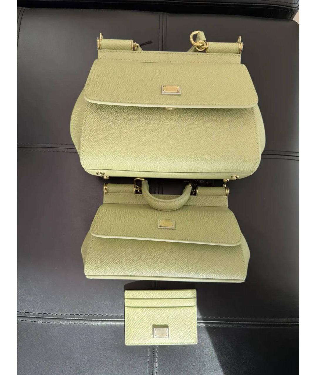 DOLCE&GABBANA Зеленая кожаная сумка с короткими ручками, фото 5