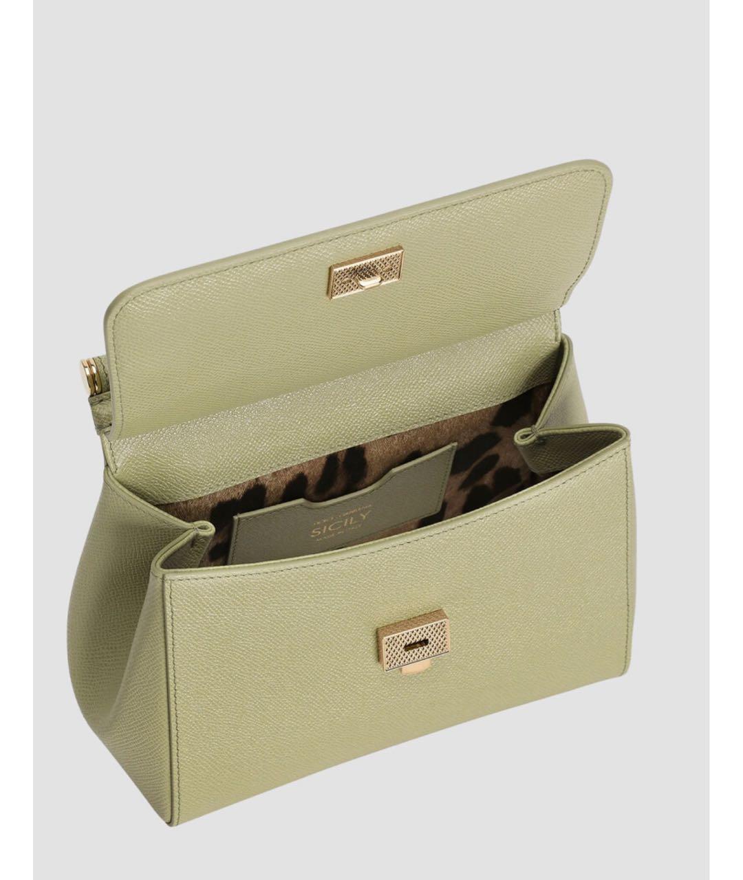 DOLCE&GABBANA Зеленая кожаная сумка с короткими ручками, фото 3