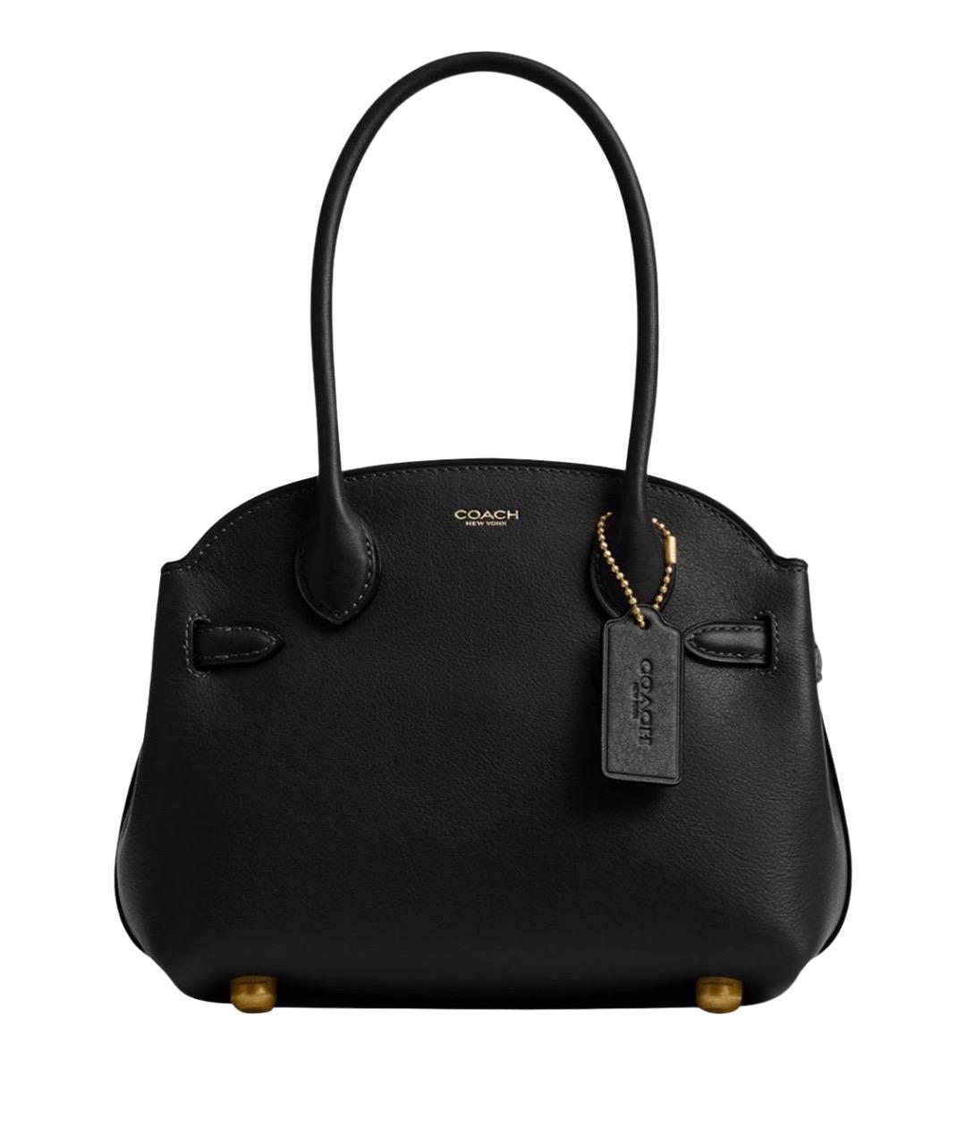 COACH Черная кожаная сумка с короткими ручками, фото 1