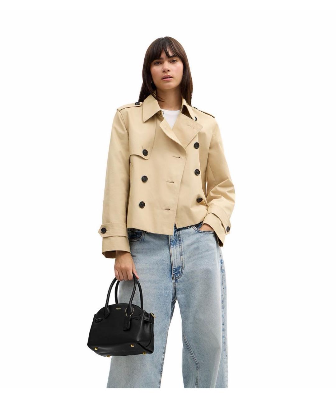 COACH Черная кожаная сумка с короткими ручками, фото 8