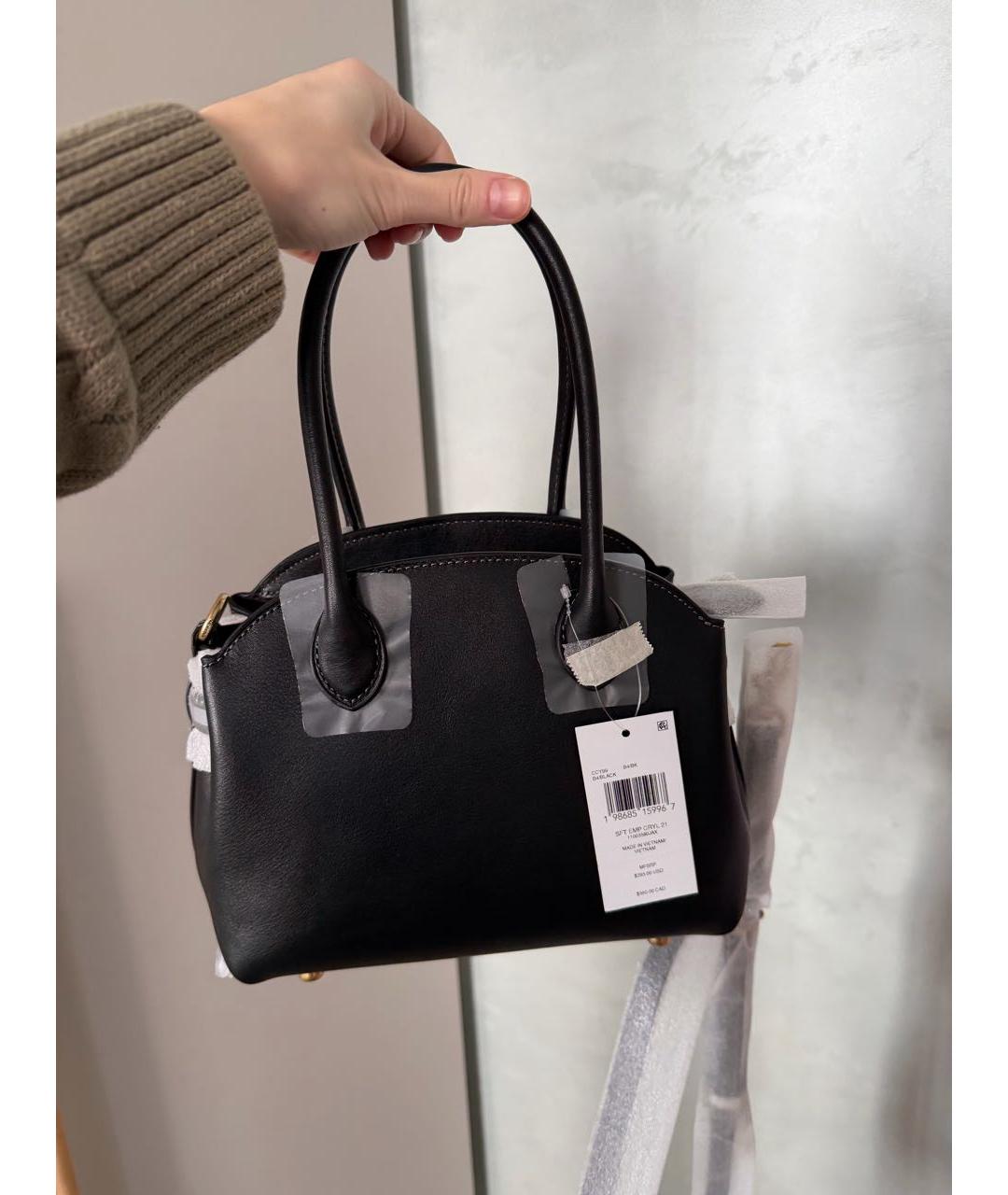 COACH Черная кожаная сумка с короткими ручками, фото 5