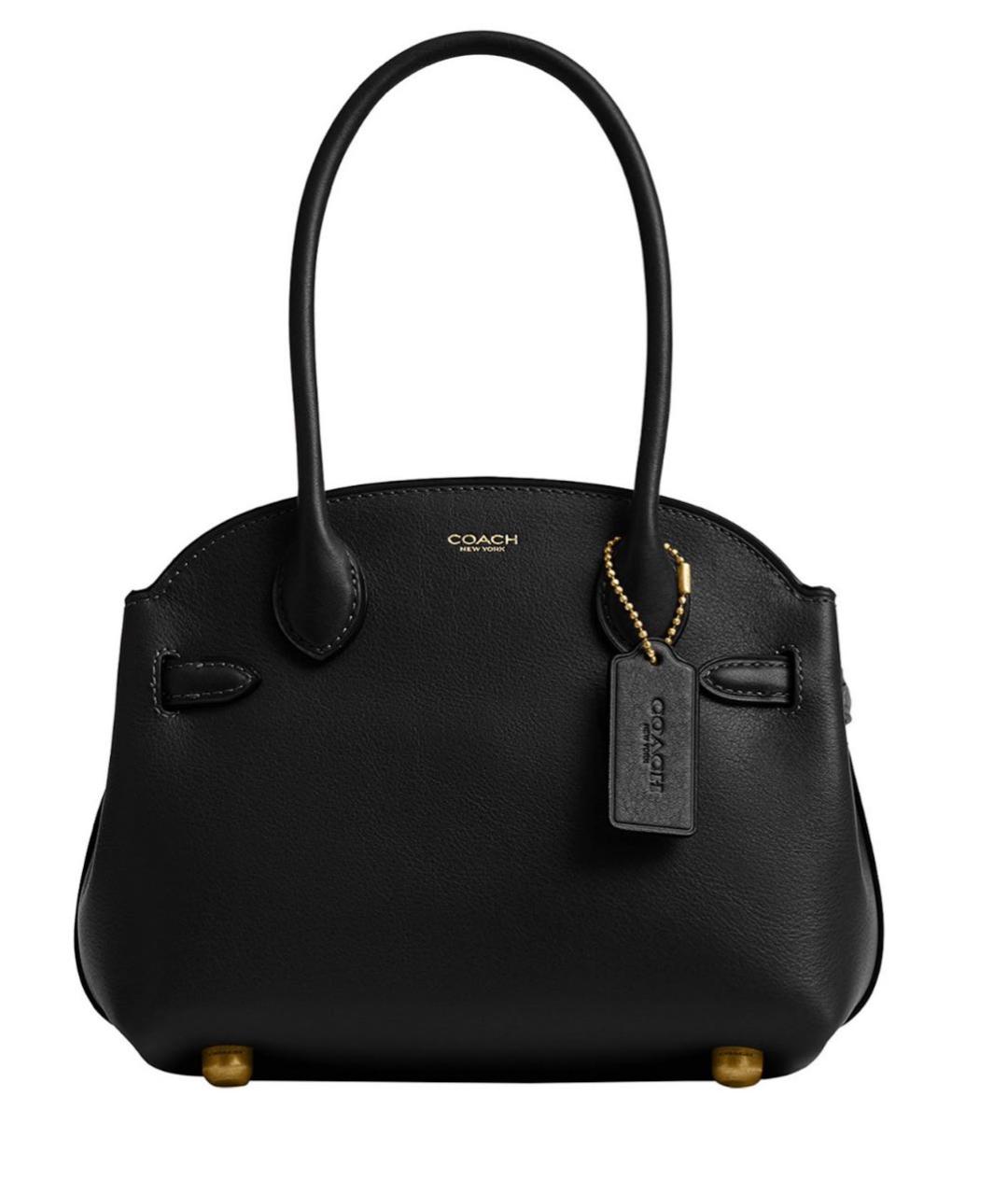 COACH Черная кожаная сумка с короткими ручками, фото 9