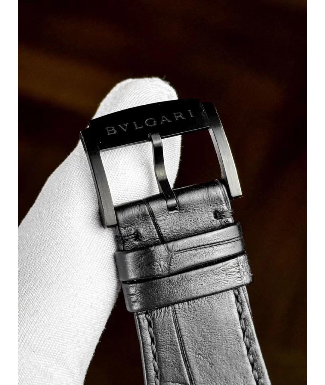 BVLGARI Черные часы из розового золота, фото 6