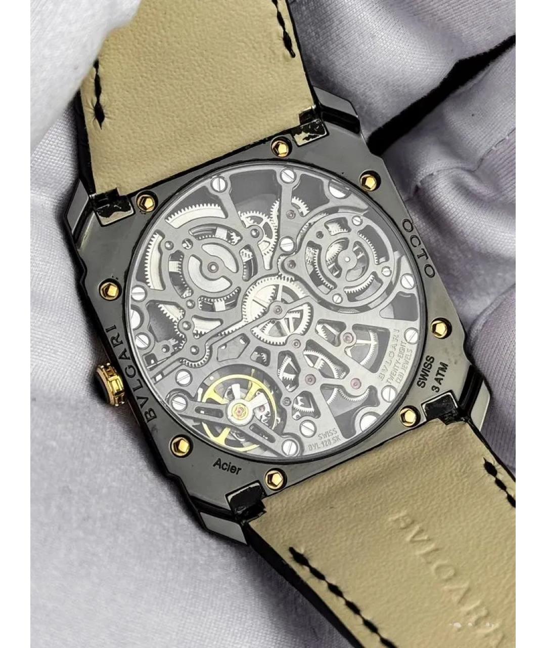 BVLGARI Черные часы из розового золота, фото 5