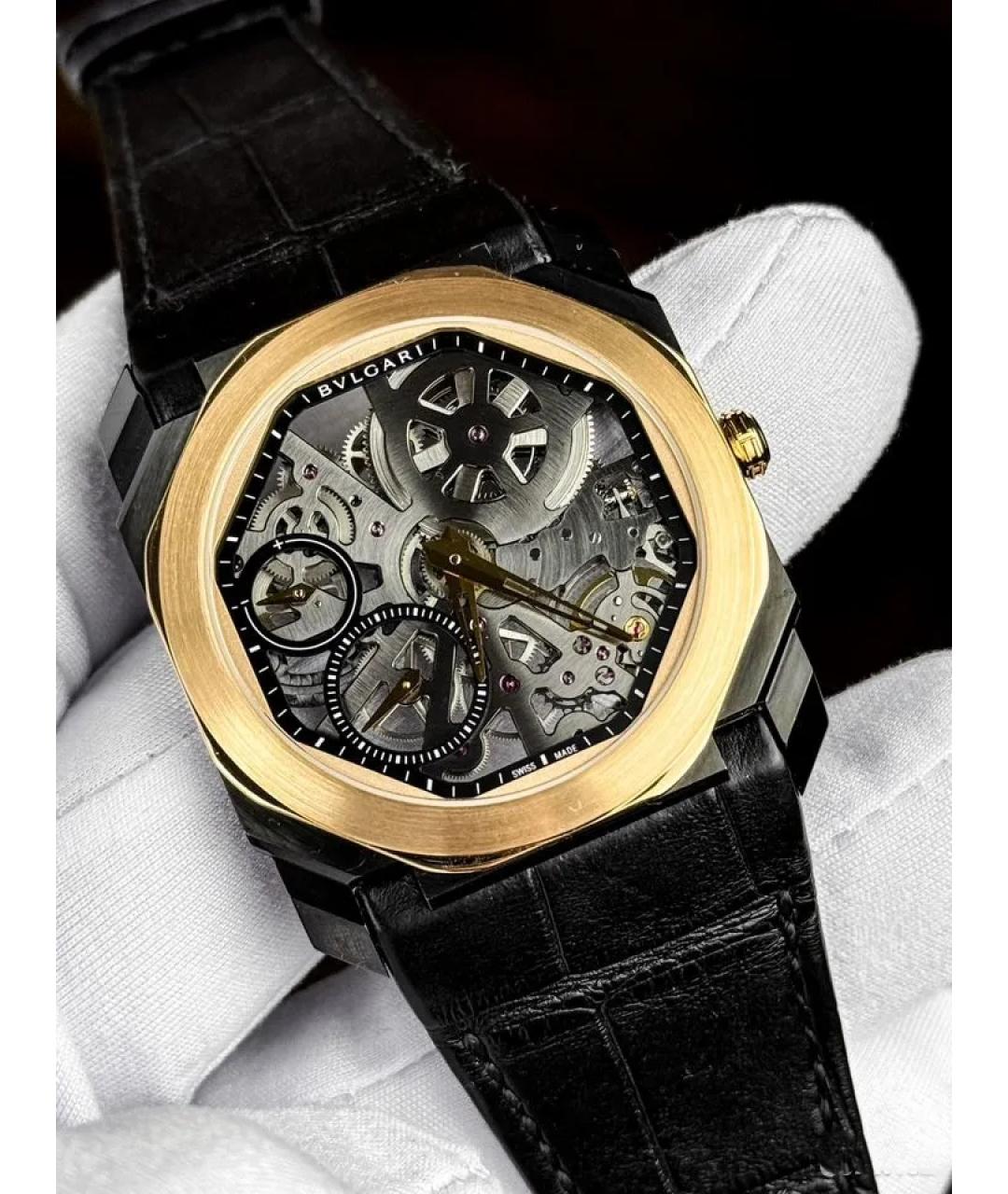 BVLGARI Черные часы из розового золота, фото 2