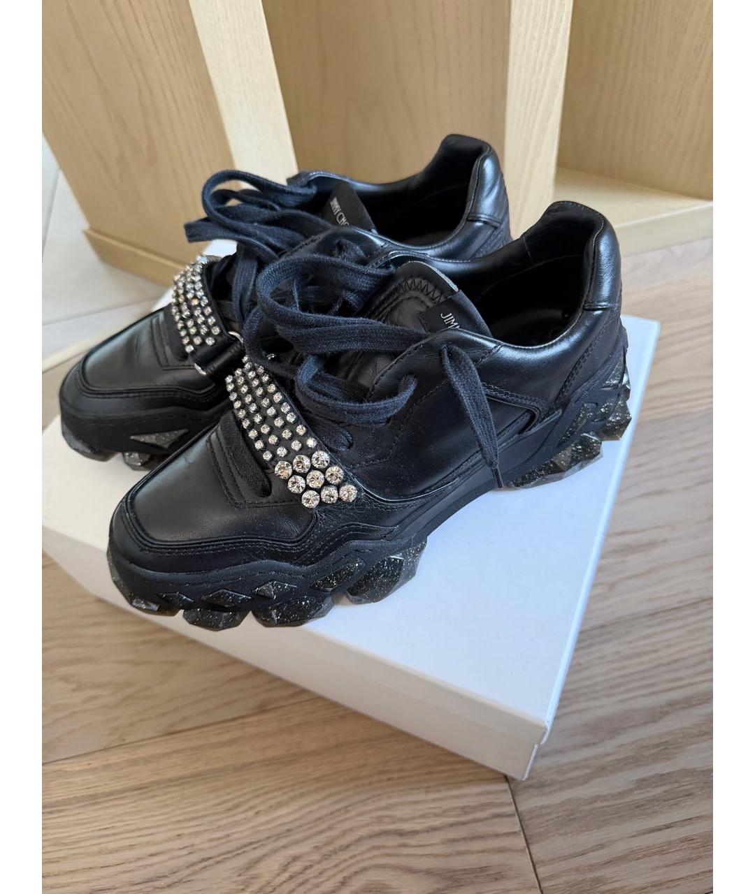 JIMMY CHOO Черные кожаные кроссовки, фото 4