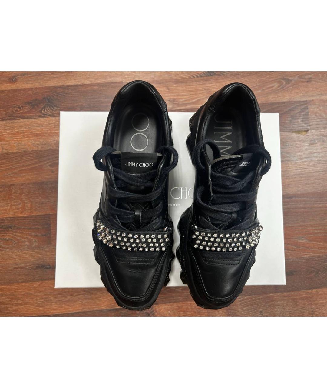 JIMMY CHOO Черные кожаные кроссовки, фото 3