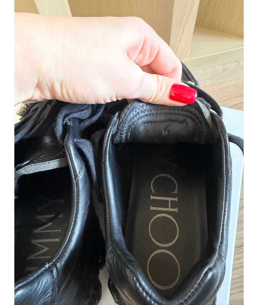 JIMMY CHOO Черные кожаные кроссовки, фото 6