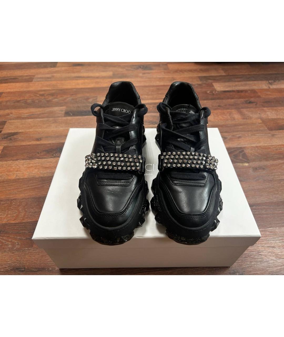 JIMMY CHOO Черные кожаные кроссовки, фото 2