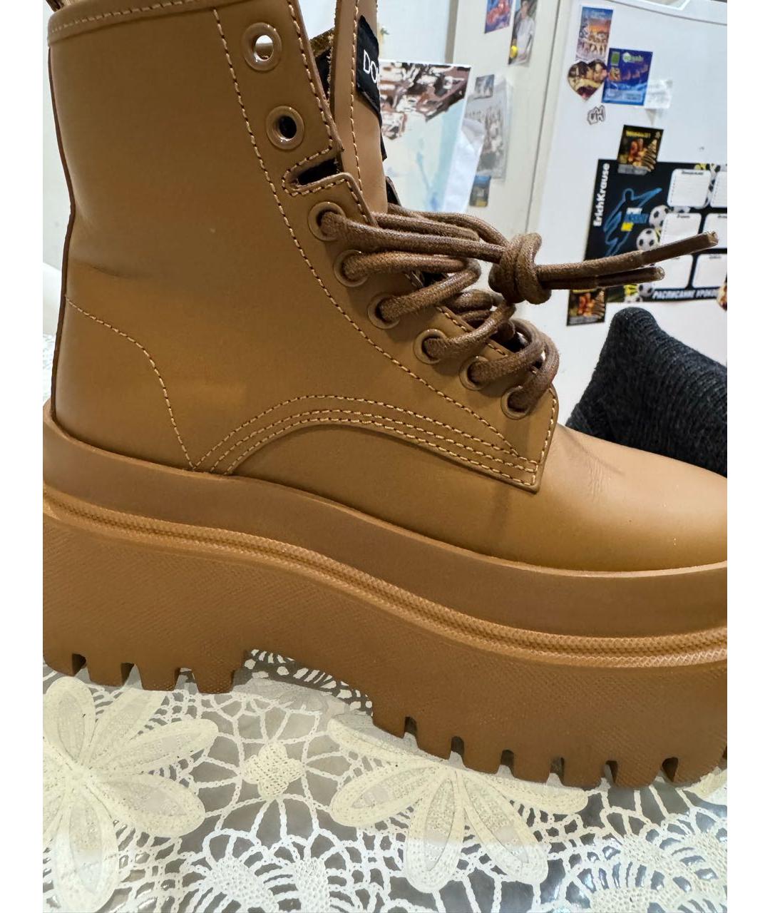 DOLCE&GABBANA Оранжевое кожаные ботинки, фото 2