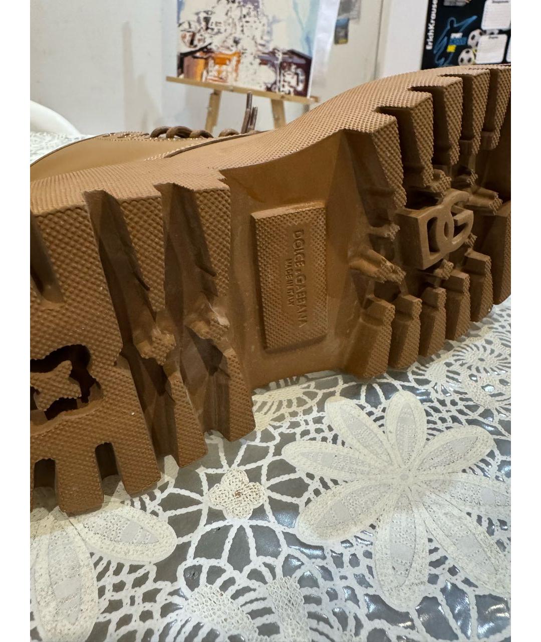 DOLCE&GABBANA Оранжевое кожаные ботинки, фото 4