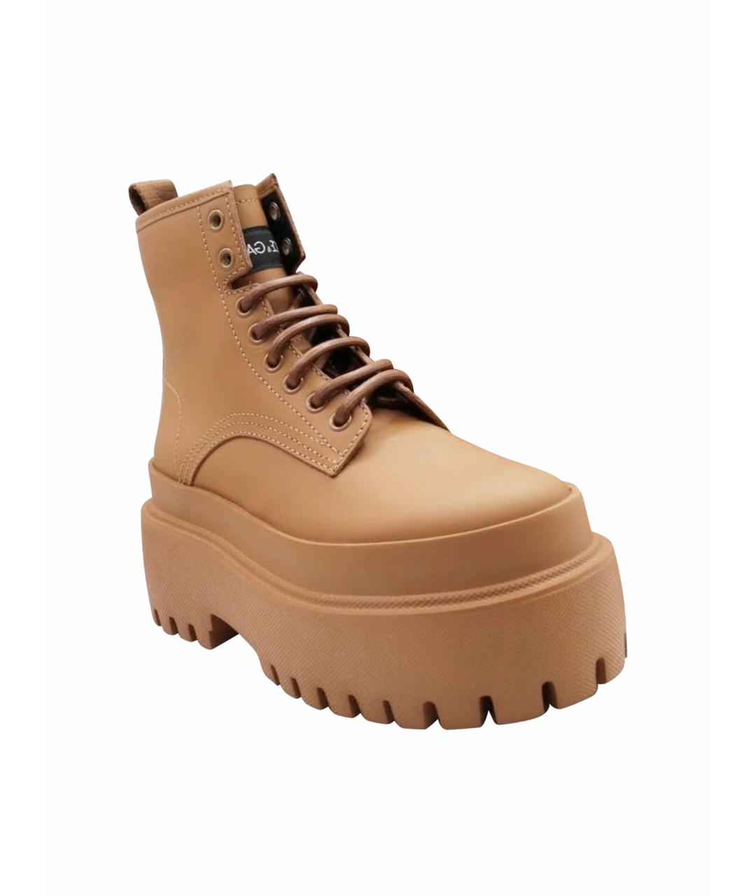 DOLCE&GABBANA Оранжевое кожаные ботинки, фото 1