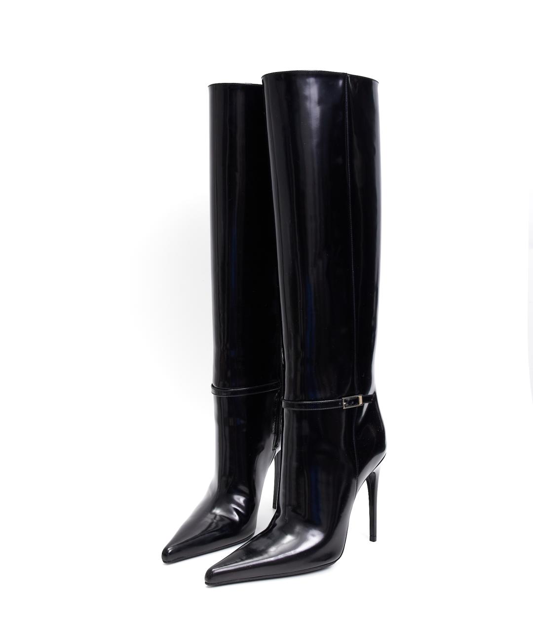 SAINT LAURENT Черные кожаные сапоги, фото 2