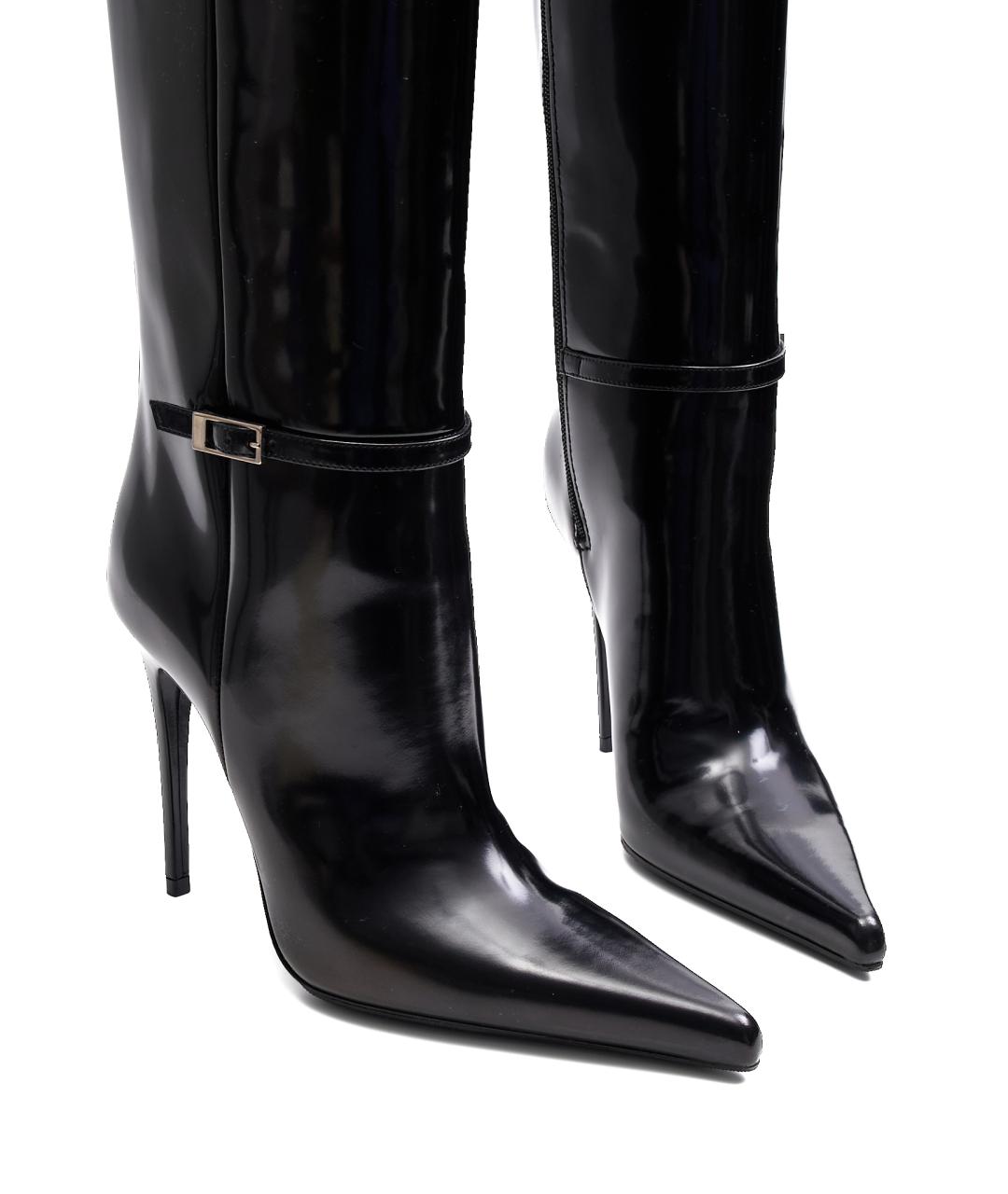 SAINT LAURENT Черные кожаные сапоги, фото 4