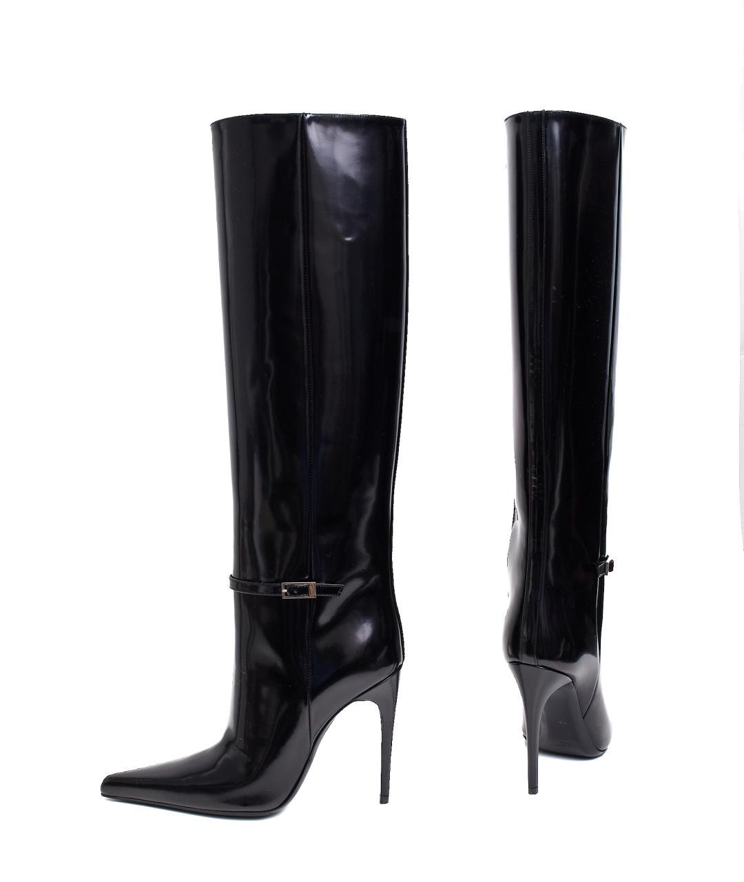 SAINT LAURENT Черные кожаные сапоги, фото 3