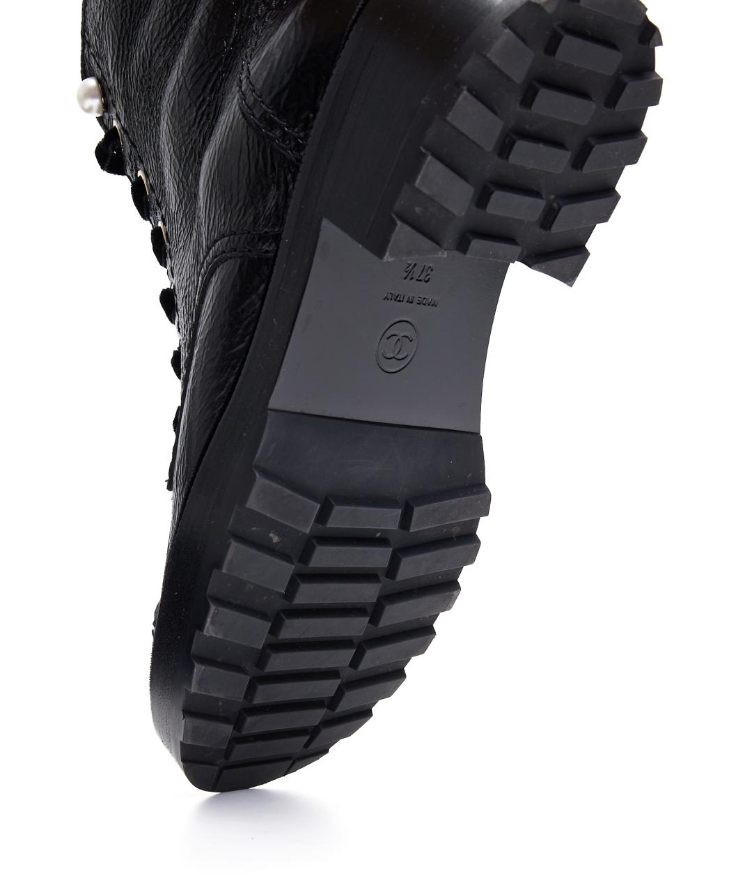 CHANEL Черные кожаные ботинки, фото 6