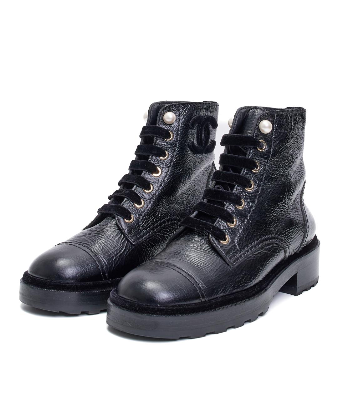 CHANEL Черные кожаные ботинки, фото 2